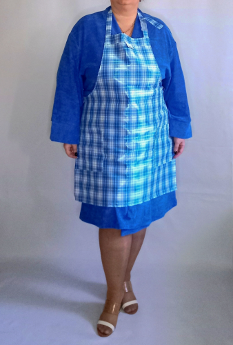 Фартук клетка /голубой (Smart-Woman, Россия) — размеры 3XL, 5 XL