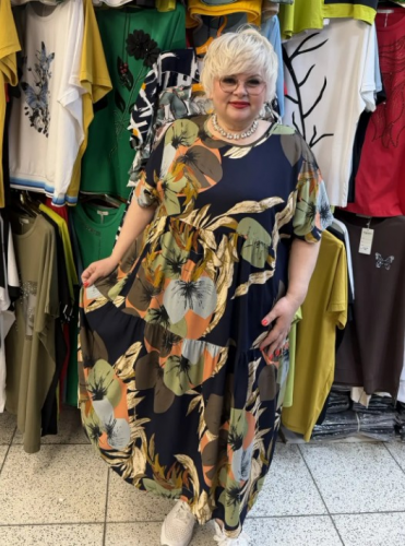 Платье "Орхидея" черный (Китай, разные фабрики) — размеры 6XL, 7XL, 8 xl